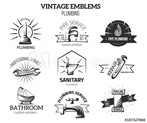 500x417 Plumbing Business Labels In Vintage Style For Logos. Home Repair