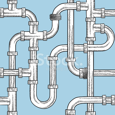 440x440 Seamless Plumbing Pipes Vector Background Stock Vector