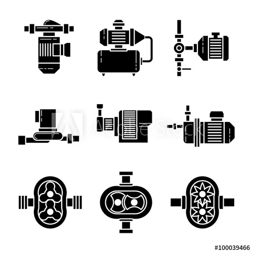 500x500 Water Pump Black Icons Sets. Equipment For Plumbing, Pipe And