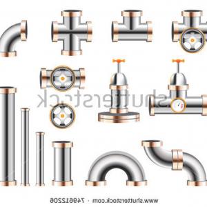 300x300 Different Types Plumbing Fittings Stock Vector Pipeline Elements