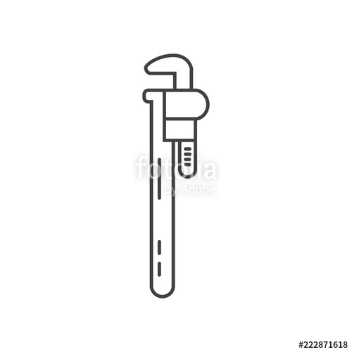 500x500 Pipe Wrench Outline Icon Isolated On White. Adjustable Plumber