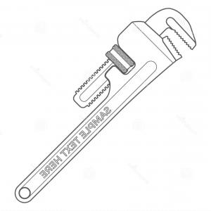 300x300 Stock Illustration Outline Pipe Wrench Vector Dark Gray Adjustable
