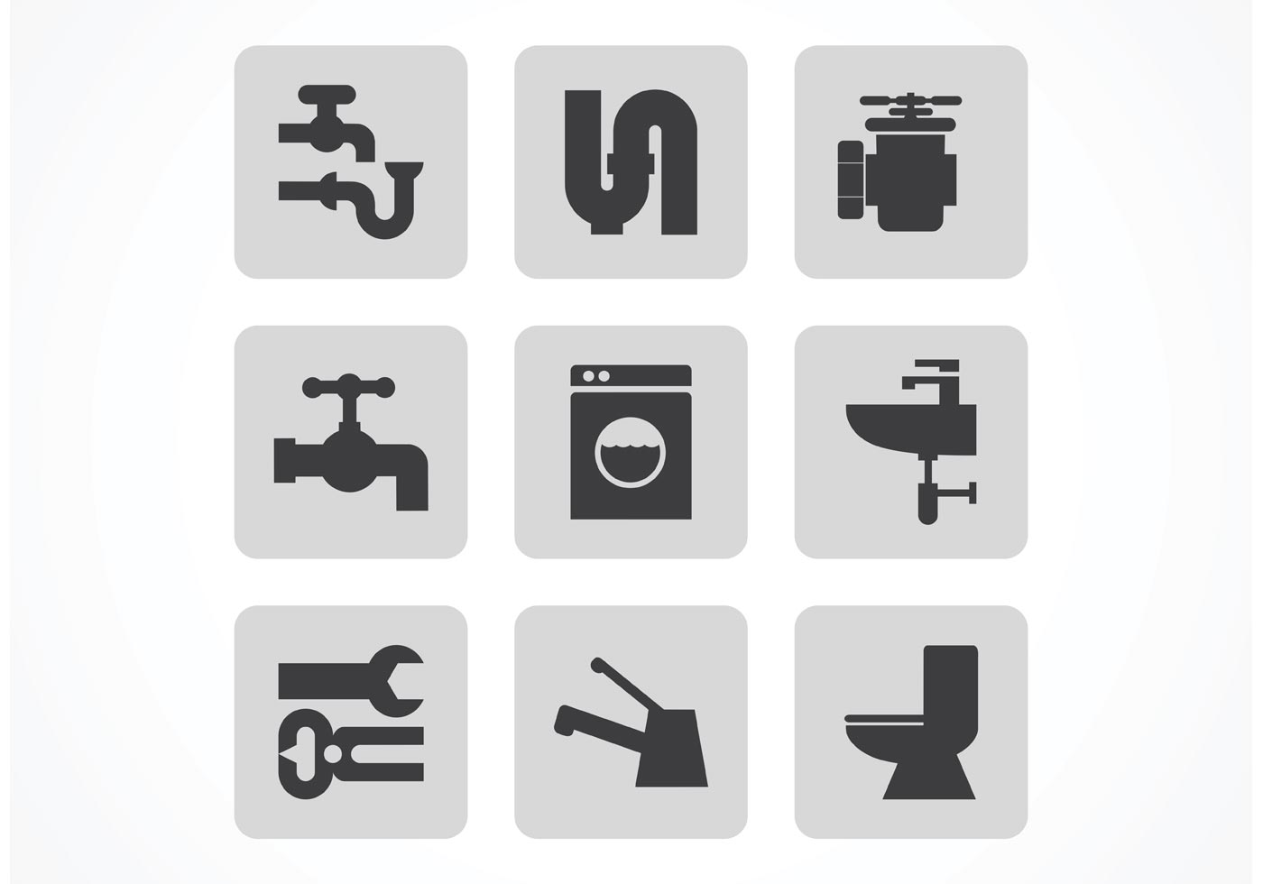 1400x980 Vector Black Plumbing Icon Set