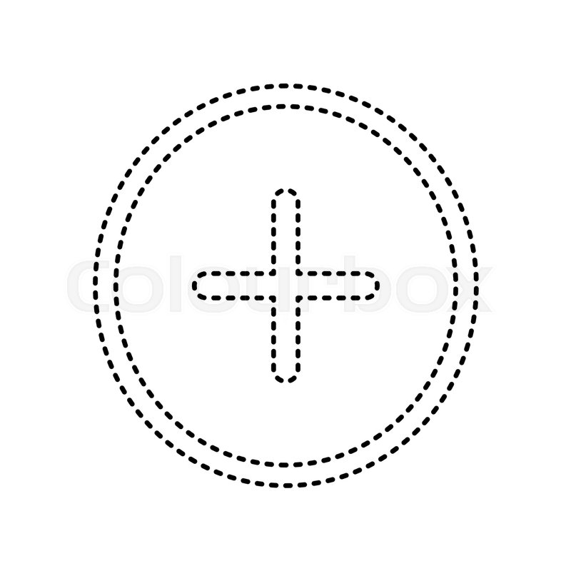 800x800 Positive Symbol Plus Sign. Vector. Black Dashed Icon On White