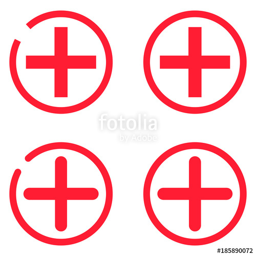 500x500 Plus Icon. Aid. Medical Icon. Add Icon. Set. 4 Red Plus In Circle