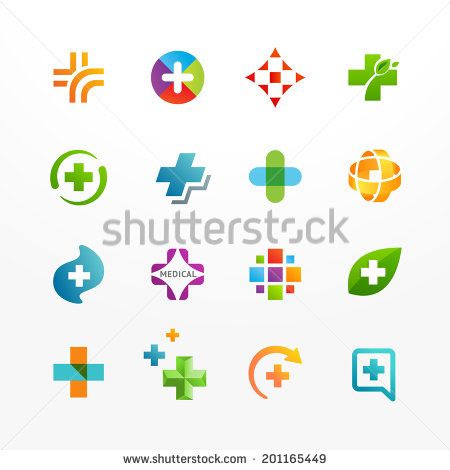450x470 Vector Set Of Medical Logo Icons With Cross. Collection Of Signs