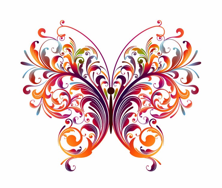 741x629 Abstract Floral Butterfly Vector Graphic Free Vector Graphics