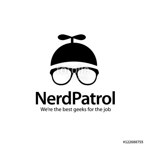 500x500 Geek Nerd Propeller Head And Eyeglasses Icon Design. Stock Image
