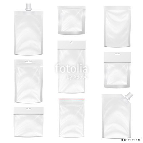 500x500 Plastic Pocket Vector Blank. Packing Design. Realistic Mock Up