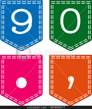 395x464 Pocket Numbers Stock Vector