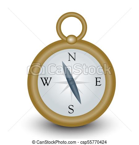 450x470 Golden Classic Old Style Compass Pocket Watch Vector Icon With