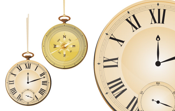 600x380 Vintage Vector Pocket Watch Amp Compass Vector Free Download