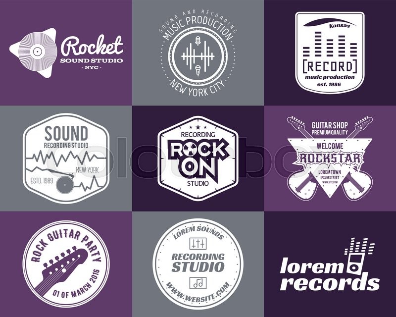 800x640 Set Of Vector Music Production Logo. Musical Label Icons. Music