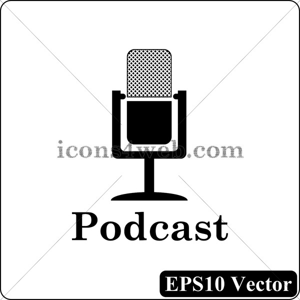600x600 Podcast Black Icon. Eps10 Vector.