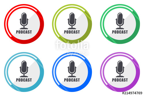 500x334 Podcast Vector Icon Set. Colorful Flat Design Web Icons On White