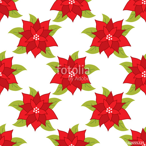 500x500 Vector Christmas And New Year Seamless Pattern With Poinsettia