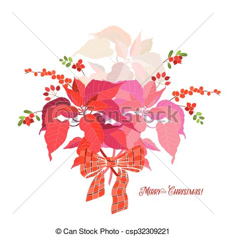450x470 Background With Bouquet Of Poinsettia. Vector Illustration.