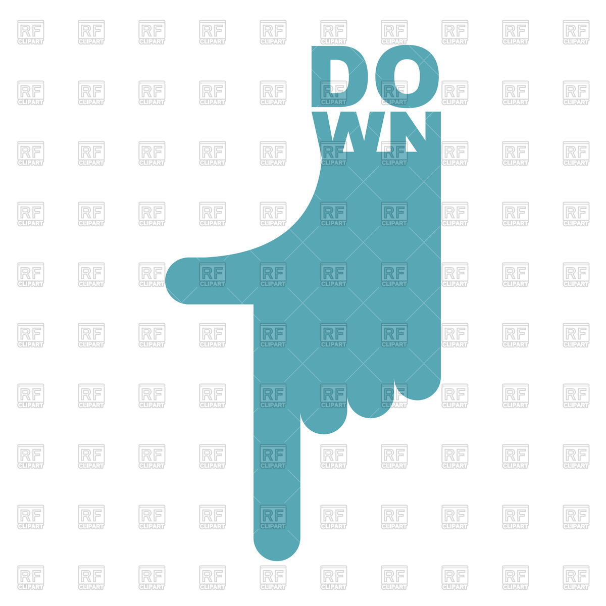 1200x1200 Hand Pointer Down. Direction Of Route Finger. Vector Image