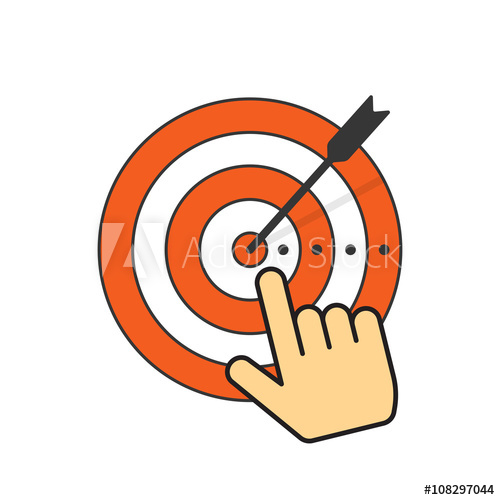 500x500 Abstract Target Icon With Arrow In Center Of Aim, Hand With