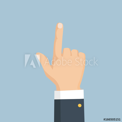 500x500 Hand With Pointing Finger. Vector Isolated Illustration.
