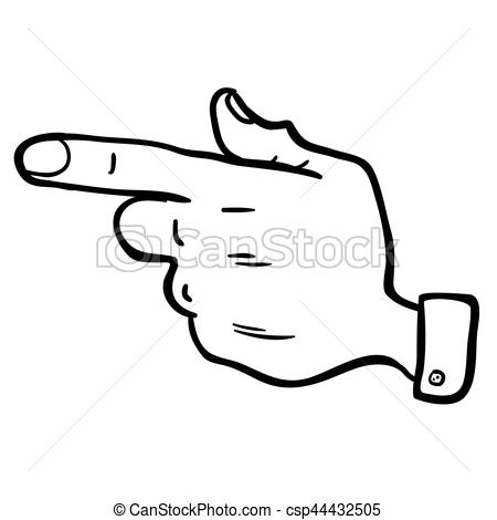 450x470 Black And White Pointing Hand Cartoon Illustration.