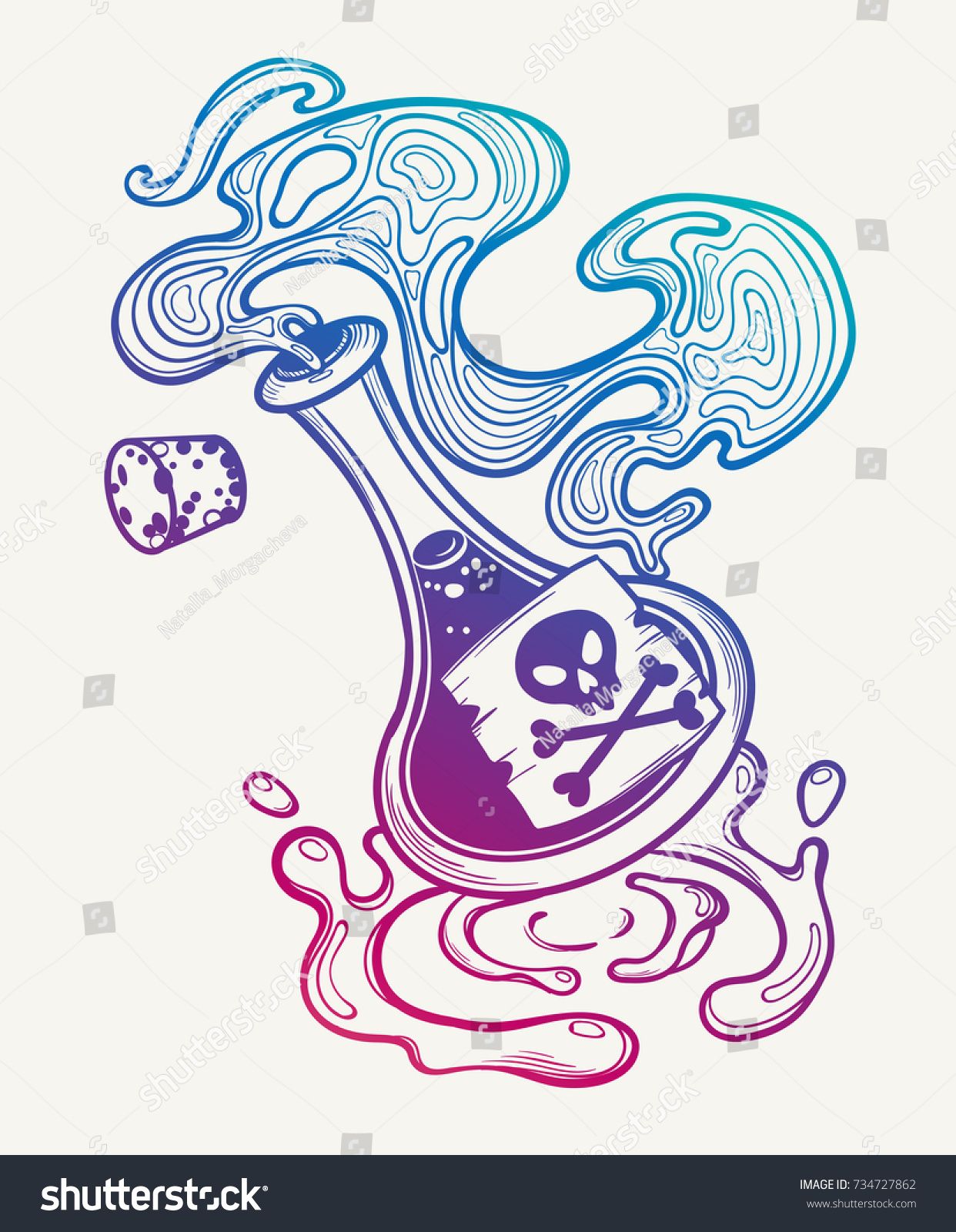 1242x1600 Hand Drawn Magic Bottle. Vial Of Poison. Vector Illustration