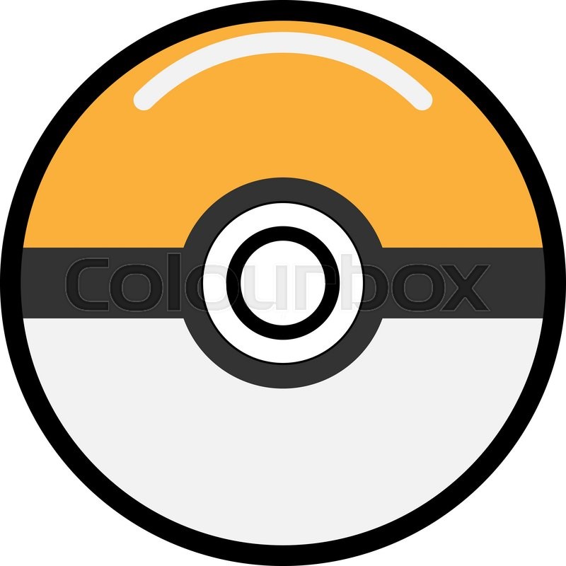 800x800 Vector Orange Game Ball For Play In Team. Pokeball Object. Stock