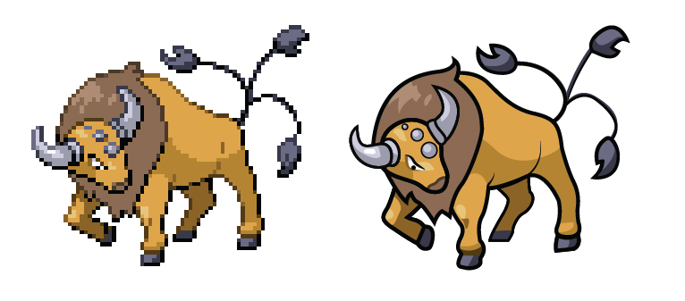 766x337 I Transformed This Tauros Sprite Into A Vector Image. I Think It