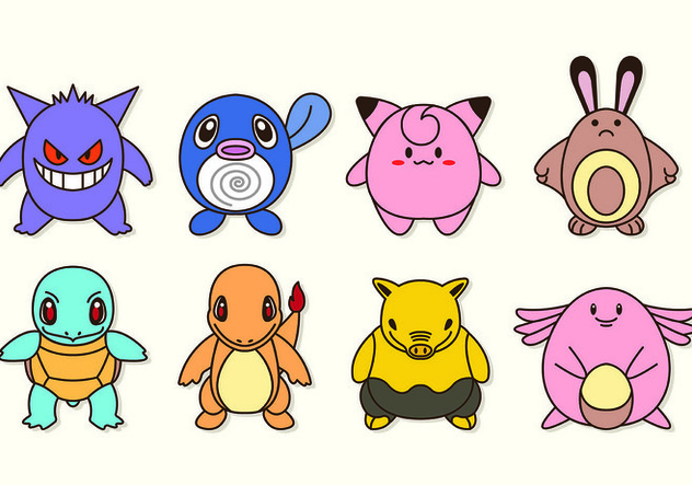 632x443 Set Icon Characters Of Pokemon Free Vector Download 426637 Cannypic