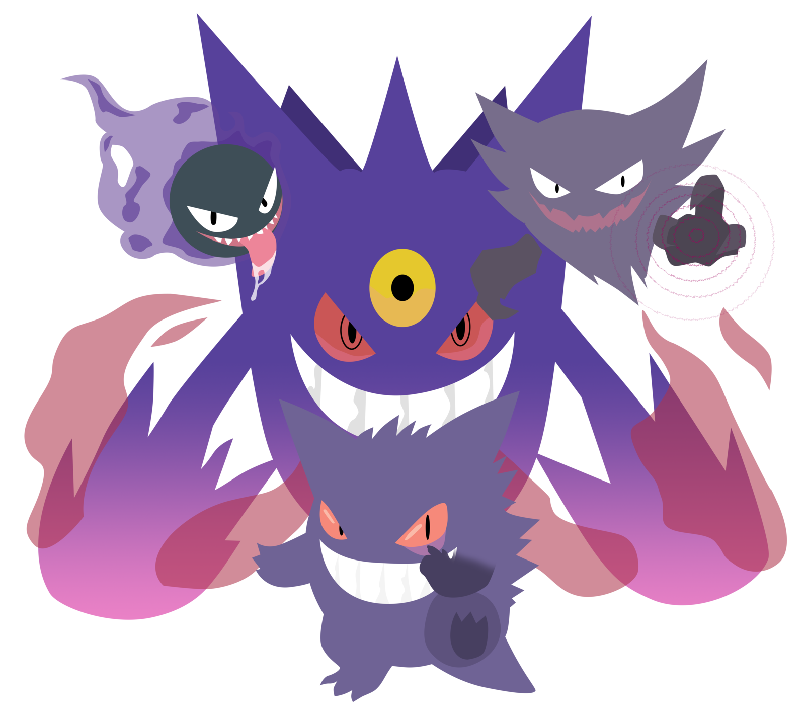 1600x1431 Mega Gengar Family