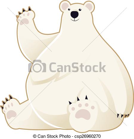 450x465 White Bear. Vector Image Of A Cartoon Greeting Polar Bear.