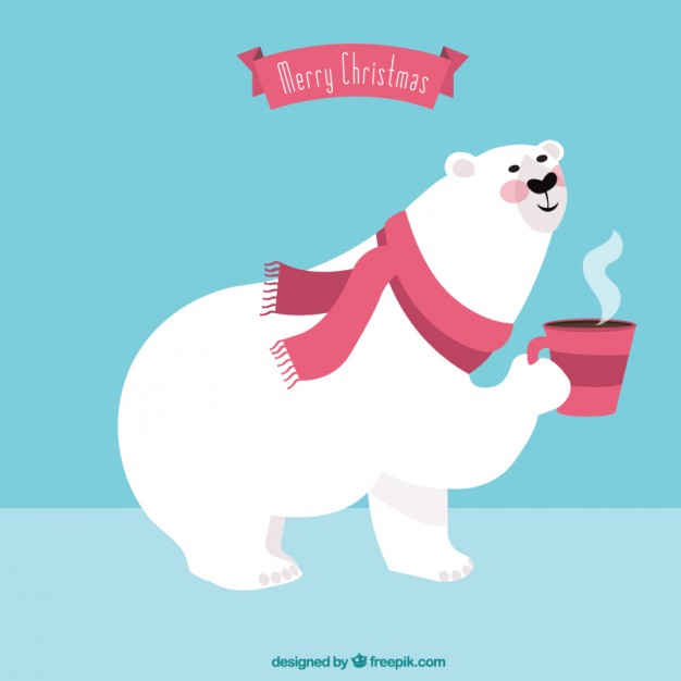 626x626 Merry Christmas Polar Bear Card Vector Free Download