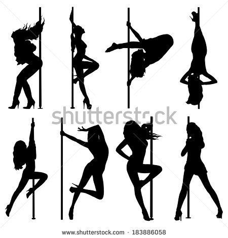 450x470 Pole Dance Women Silhouettes. Eps10 Format.