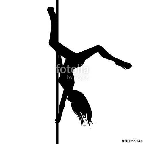 500x500 Vector Silhouette Of Girl And Pole On A White Background. Pole