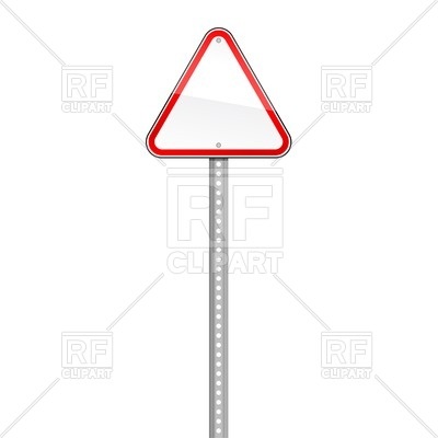 400x400 White Three Cornered Traffic Sign With Red Border On Pole Vector