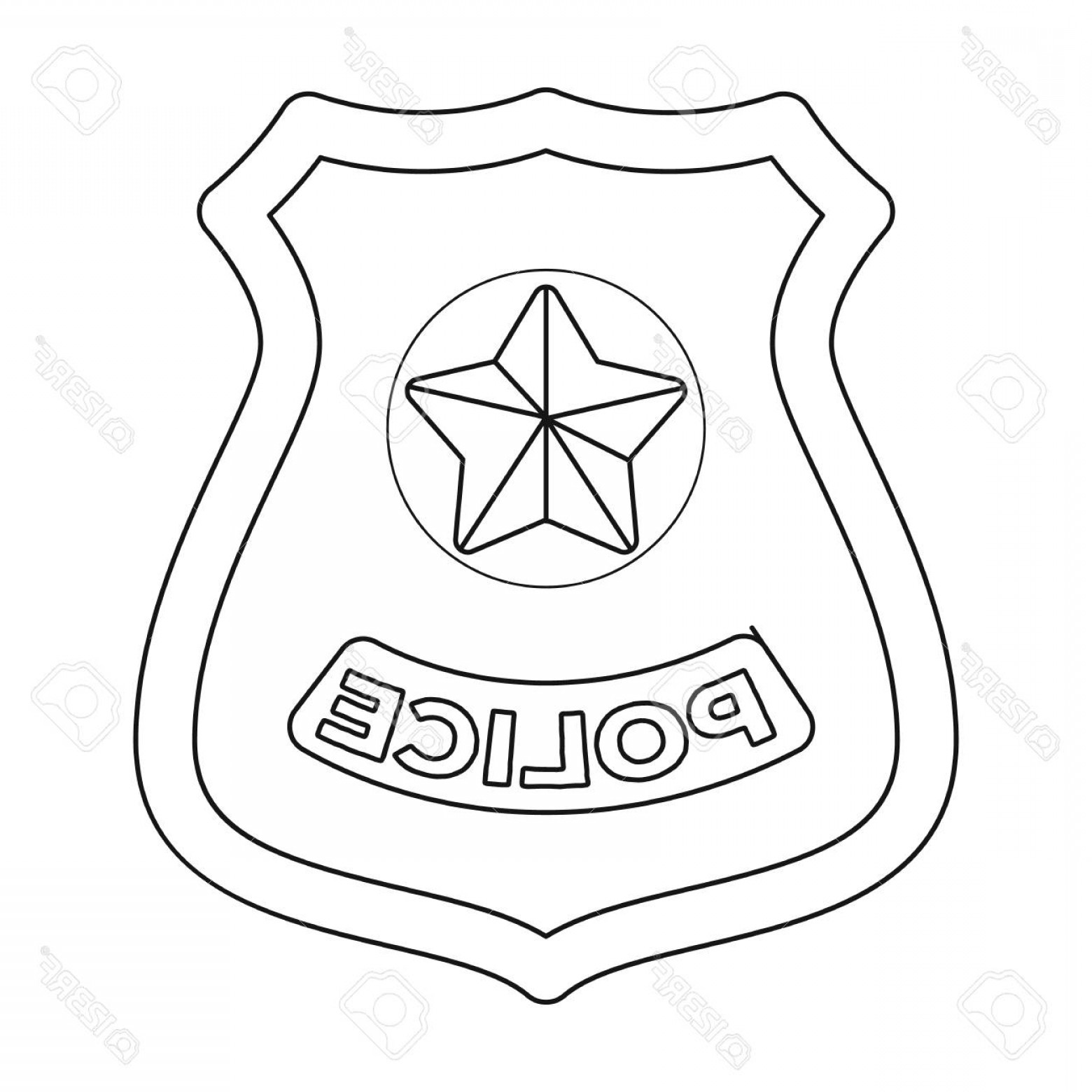 1560x1560 Photostock Vector Police Badge Icon In Outline Design Isolated On