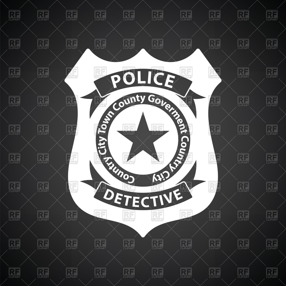 1200x1200 Police Badge Icon On Black Background Vector Image Vector