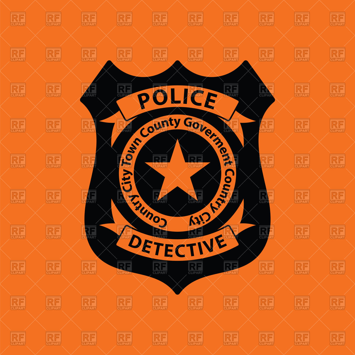 1200x1200 Police Badge Icon On Orange Background Vector Image Vector