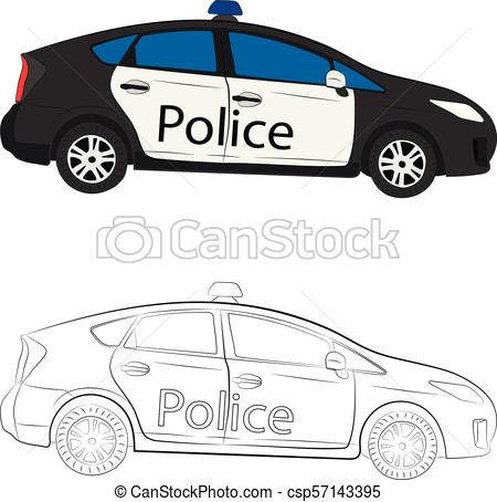 450x454 The Police Car Vector Drawing Illustration.