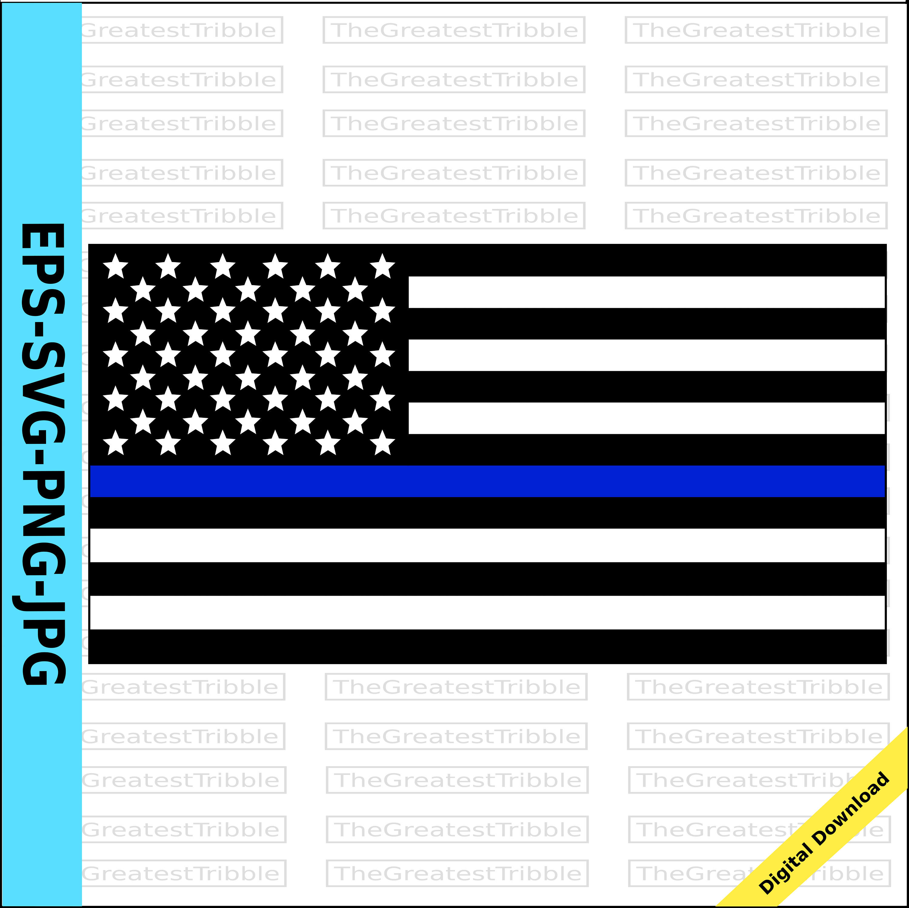 3000x2997 Thin Blue Line Black Flag With Police Vector 14147933 6