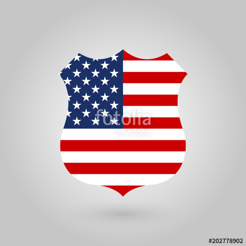500x500 Us Flag In The Shape Of A Police Badge. American Flag Icon. United