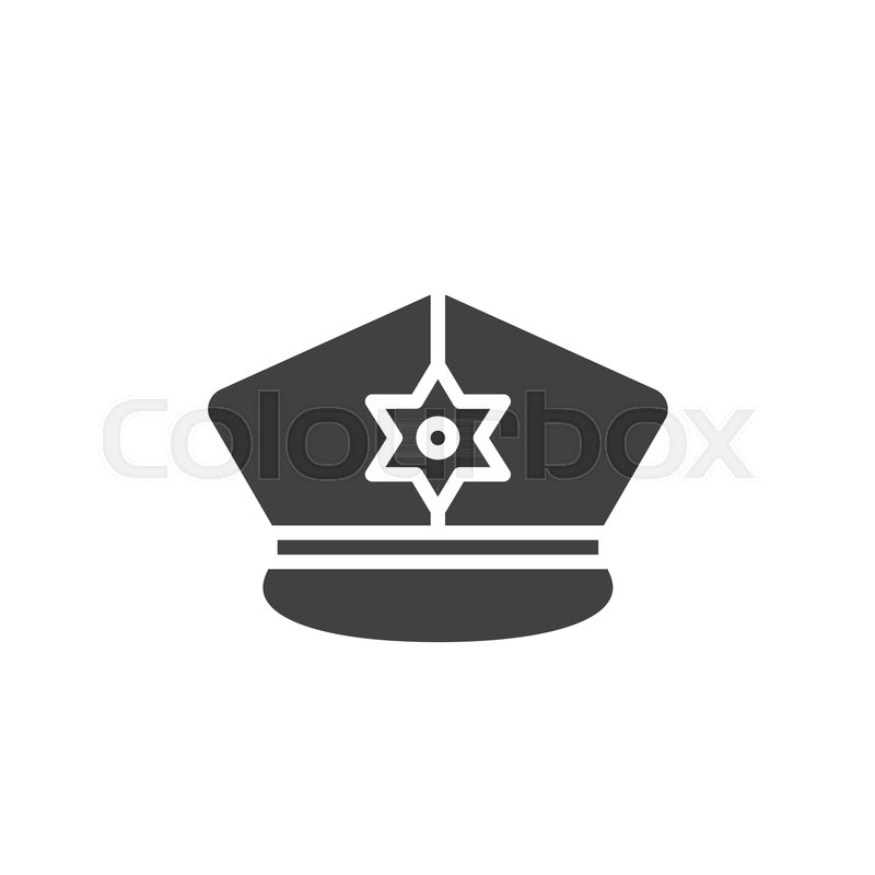 800x800 Police Hat Icon Vector, Filled Flat Sign, Solid Pictogram Isolated