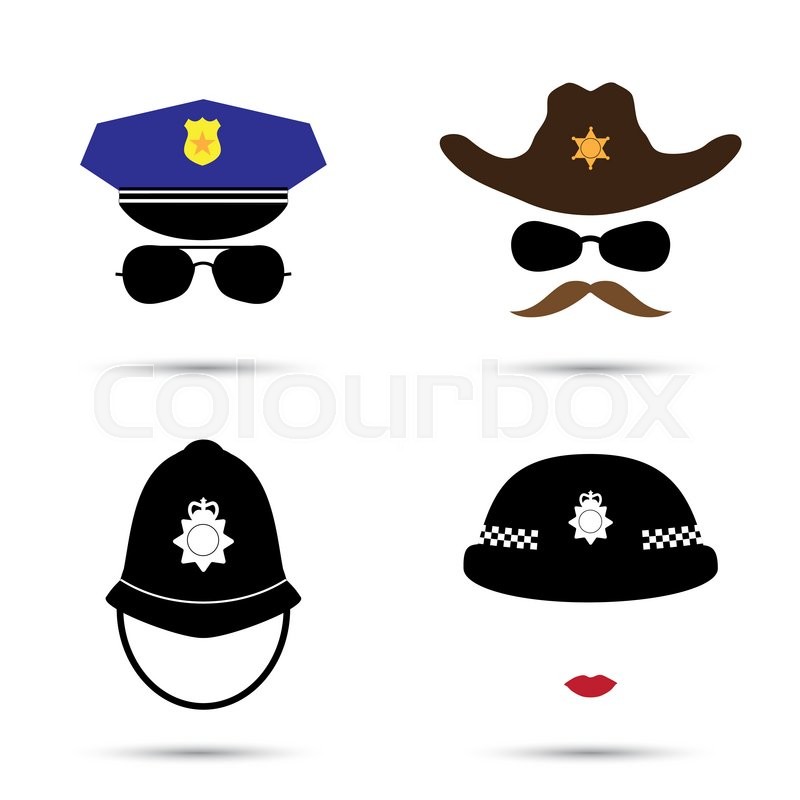 800x800 Set Of Colorful Vector Icons Isolated On White. Policeman Icon