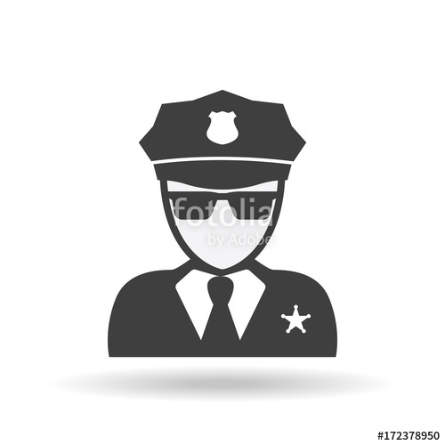 500x500 Police Icon Vector. Policeman Officer Avatar Illustration Stock