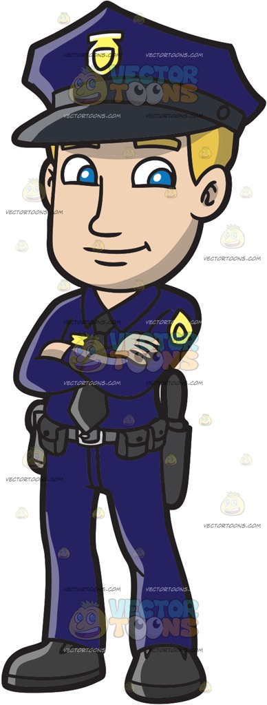 388x1024 A Confident Police Officer Clipart By Vector Toons