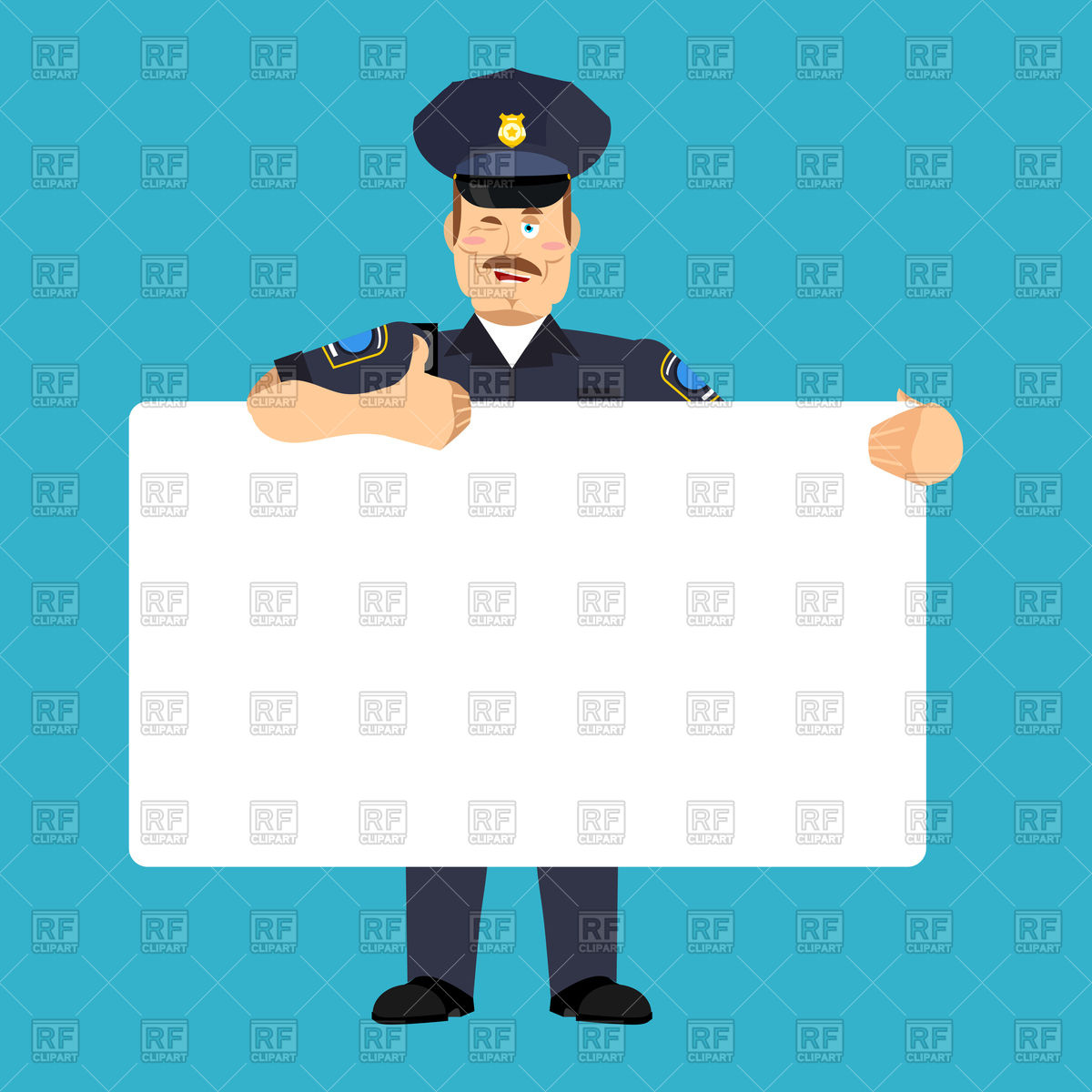 1200x1200 Policeman Holding Blank Banner