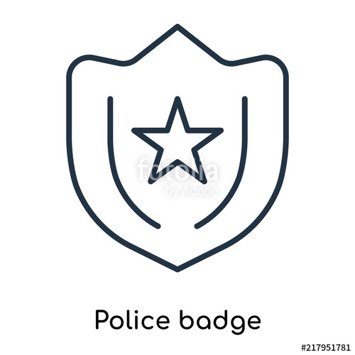 500x500 Police Badge Icon Vector Isolated On White Background, Police