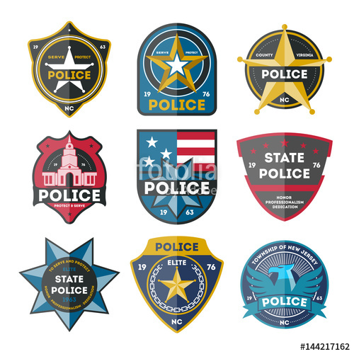 500x500 Police Department Badge Set Isolated On White Background Vector