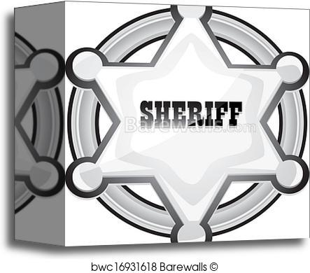 443x390 Canvas Print Of Vector Silver Sheriff Star Badge On White