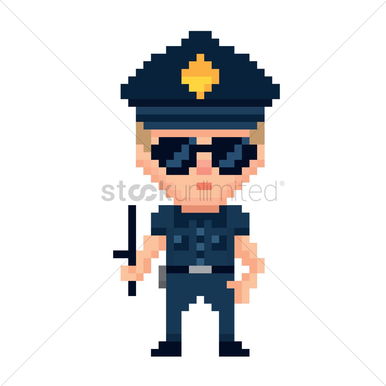 1300x1300 Pixel Art Police Vector Image